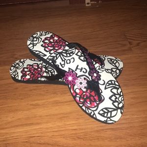 Coach flower flip flops